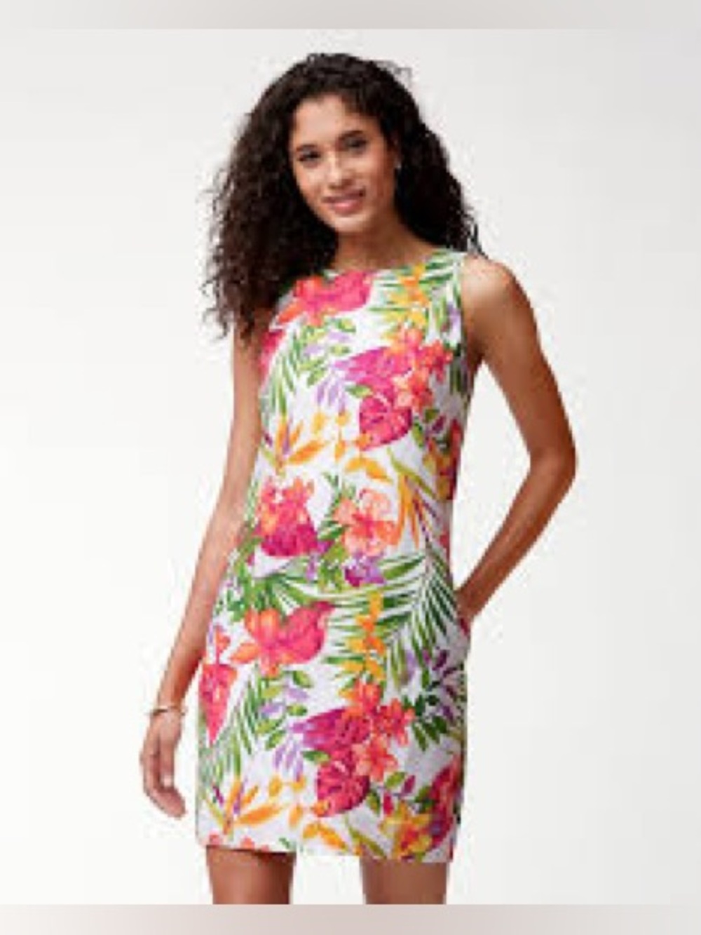 Tommy Bahama Marabella Blooms Linen Shift Dress Floral Vacation Travel Women S